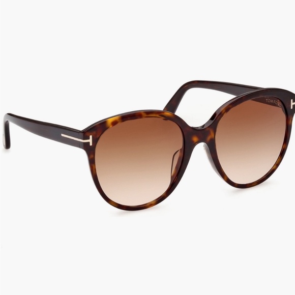 TOM FORD 58mm Round Sunglasses Color: Dark Havana / Gradient Brown - Picture 6 of 10